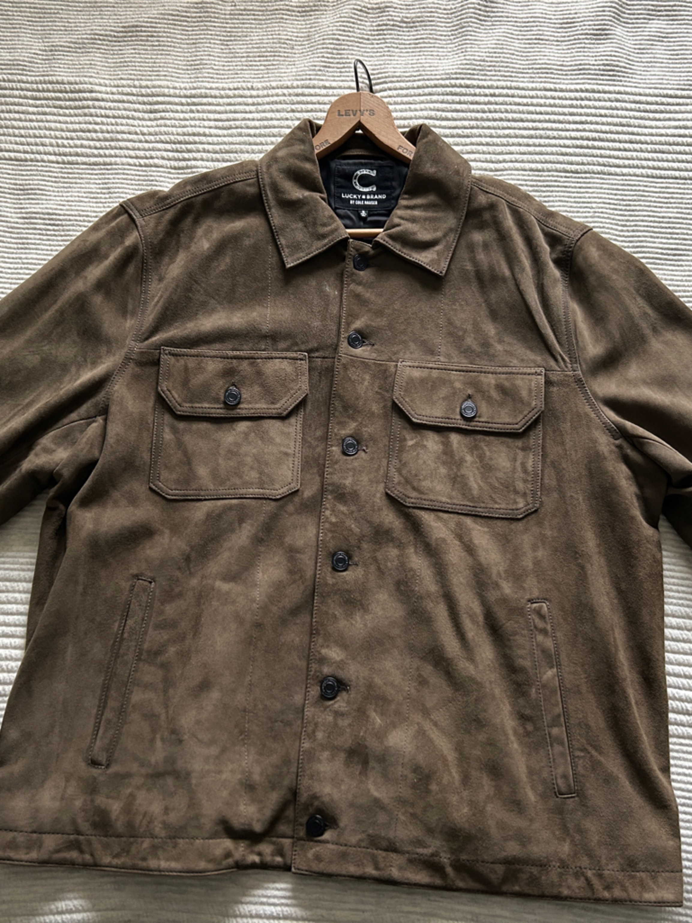 Lucky Brand Cole Hauser Men's Suede Leather Shirt Jacket